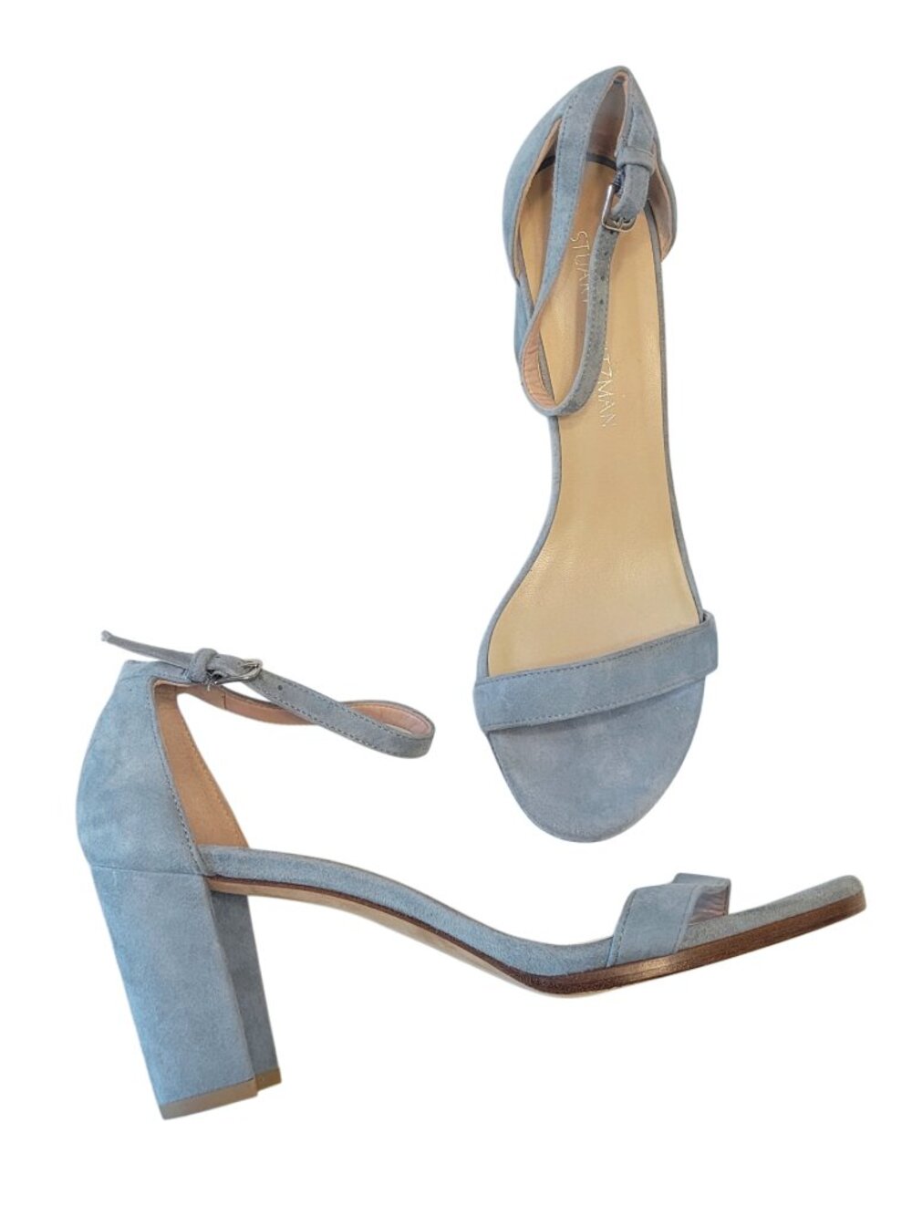 Stuart Weitzman Nearlynude Suede City Sandal in Azure